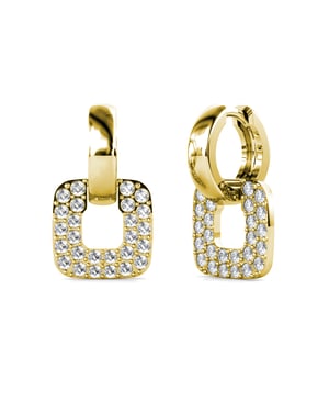 Klassieke vierkante oorbellen - goud en kristal