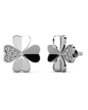 Clover Petal Örhängen - Silver och Crystal