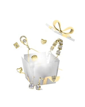 13 juveler och 11 överraskningspärlor för DIY-adventskalender - guld och kristall