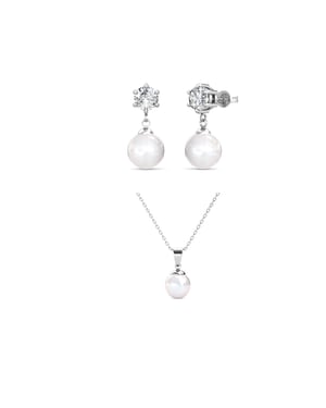 Pauline Full Moon Parelsets - Zilver en Kristal