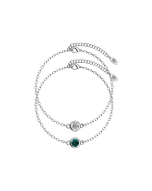Geboortesteen armbanden - Zilver, kristal en groen