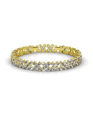 Bloemige armbanden - Goud en kristal