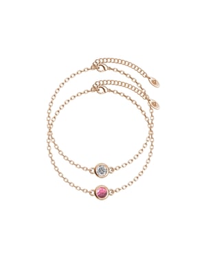 Geboortesteenarmbanden - Roségoud, kristal en roze