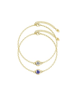 Geboortesteen armbanden - Goud, kristal en paars