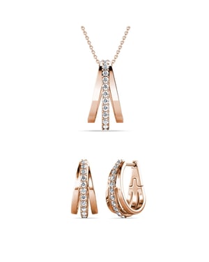 Aurielle Hoop Sets - Rose Gold och Crystal