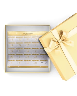 Adventskalender 12 juveler, 11 pärlor och 1 överraskning - Guld och Kristall
