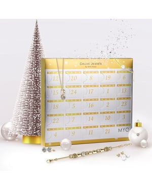 Adventskalender 13 juveler och 11 pärlor - Guld och Kristall
