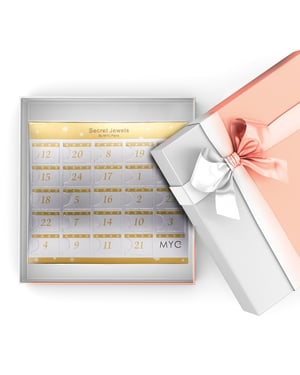 Adventskalender 12 juwelen, 11 kralen en 1 verrassing - Zilver, Roségoud, Goud en Kristal
