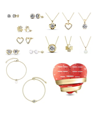 Surprise Heart Adventskalender - 14 juveler - Guld och Kristall