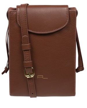 'Kiana' Dark Tan Nappa Leather Cross Body Phone Bag