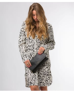 'Golders' Black Leather Clutch Bag