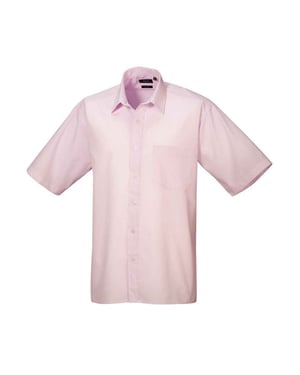 Premier Heren Poplin overhemd met korte mouwen (Roze)