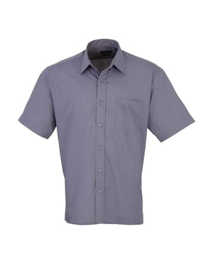 Premier Heren Poplin overhemd met korte mouwen (Staal)
