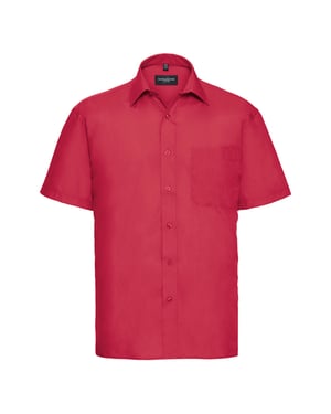Russell Collection herr klassisk polycotton poplin kortärmad skjorta (Klassiskt röd)