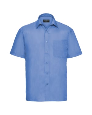Russell Collection herr klassisk polycotton poplin kortärmad skjorta (Blått för företag)