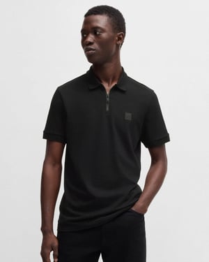 BOSS Orange Passerzip Mens Zip Placket Polo Shirt