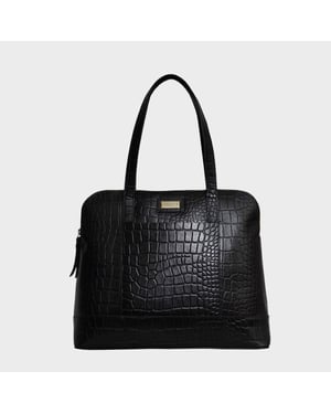 EVA' Croc Embossed Real Leather Designer Unlined Tote Bag