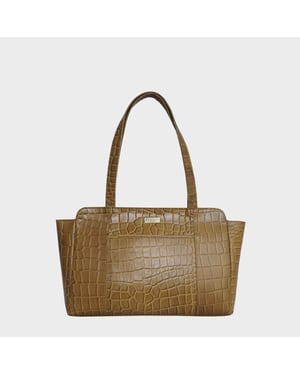 'JUDITH' Croc Real Leather Shoulder Bag