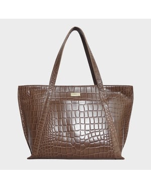 AGNES' Croc Embossed Real Leather Designer Tote Bag