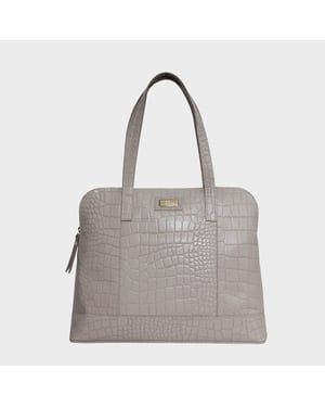 EVA' Croc Embossed Real Leather Designer Unlined Tote Bag
