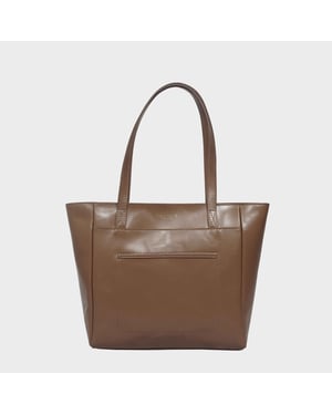 LINDA' Smooth Real Leather Unlined Tote Bag