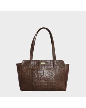 'JUDITH' Croc Real Leather Shoulder Bag