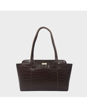 'JUDITH' Croc Real Leather Shoulder Bag
