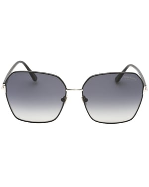 Tom Ford Claudia-02 Smoke gepolariseerde lens glanzende zwarte zonnebril