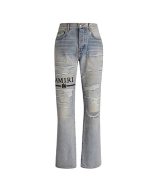 Amiri MA Bar Logo Straight Fit Stone indigo blauwe denim jeans