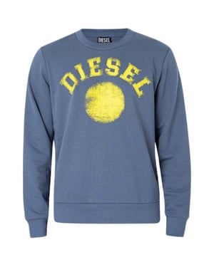 Diesel Distressed Dot Logo Blue Sweatshirt