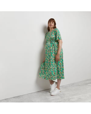 River Island Womens Midi Dress Maternity Green Floral