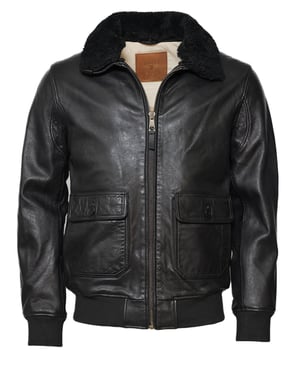 Top Gun leren jas TG2023002 met lamsleren kraag