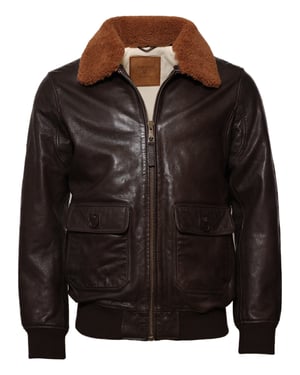 Top Gun leren jas TG2023002 met lamsleren kraag