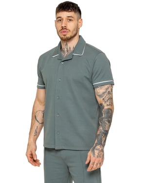 Enzo | Mens Short Sleeve Piping Shirt