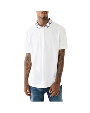 True Religion Mens Polo Shirt Branded Collar SS Pique Top