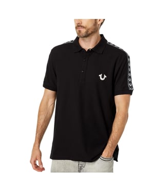 True Religion Mens Polo Shirt SS Damask Velour Pique Top