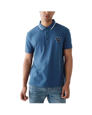 True Religion Mens Polo Shirt Signature Horseshoe Pique Tee