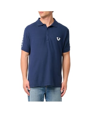 True Religion Mens Polo Shirt SS Damask Velour Pique Top