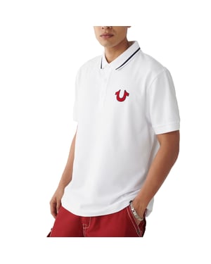 True Religion Mens Polo Shirt Signature Horseshoe Pique Tee