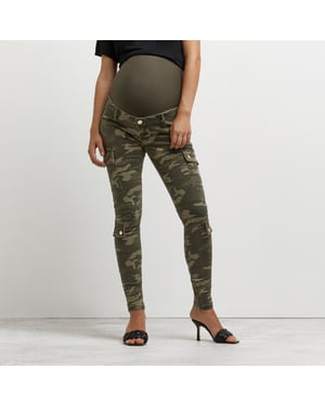 River Island Womens Cargo Trousers Maternity Khaki Camo Print