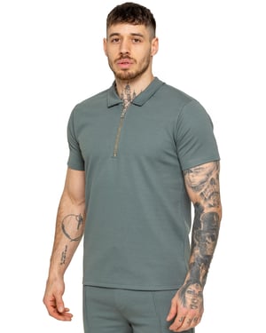 Enzo | Mens Zip Up Polo Shirt