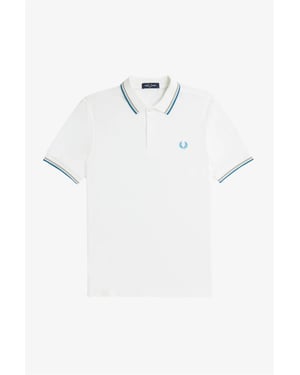Fred Perry Men’s Twin Tipped Polo Shirt in Snow White/Warm Grey/Ocean