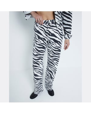 River Island Womens Straight Jeans Black Zebra Relaxed