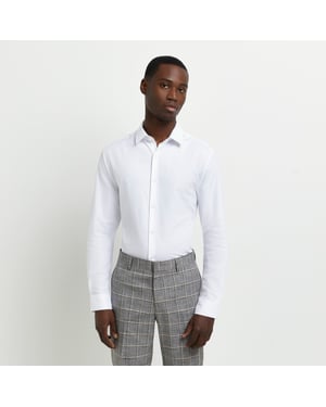River Island Mens Shirt White Slim Fit Easy Iron