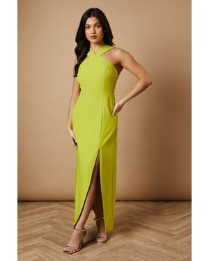 Halter Neck Split Midi Dress