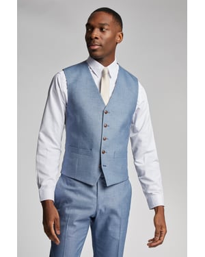 Blake Pale Blue Denim Semi Plain Waistcoat