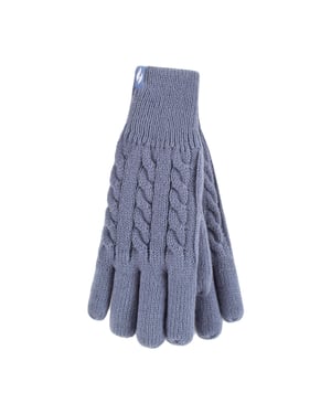 Kabelstickad 2.3 Tog Fleece Fodrad Thermo Vinterhandskar för damer