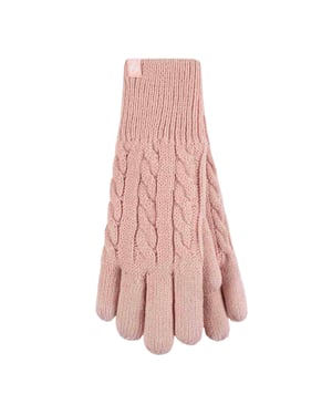 Kabelstickad 2.3 Tog Fleece Fodrad Thermo Vinterhandskar för damer