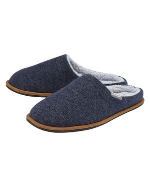 Mens Plush Lined Mule Slippers With Memory Foam