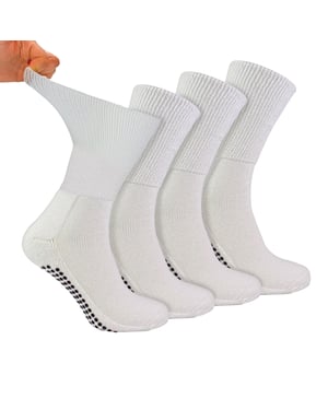 4 Pack Bamboo Diabetic Socks With Grips for Men and Women